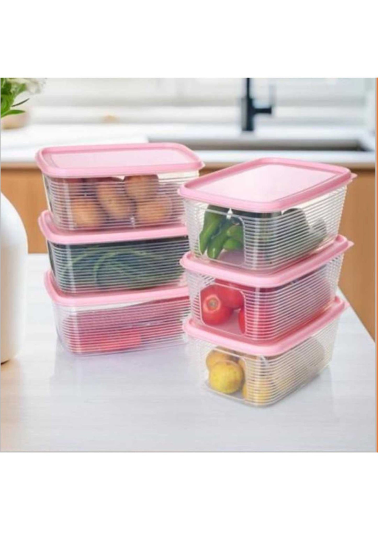 Fridge Storage Containers (Pack of 4, 1800ML Each) | BPA-Free Plastic Refrigerator Organizer with Lids