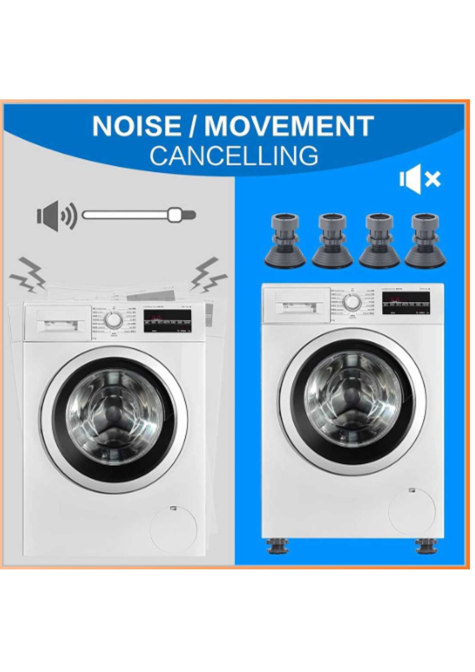 brothertree Heavy-Duty| Anti Vibration Pads for Washing Machine| Noise-Cancelling Rubber | Height-Adjustable | Set of 4 Pcs (H2: Washing machine anti vibration pads 4 pcs set)