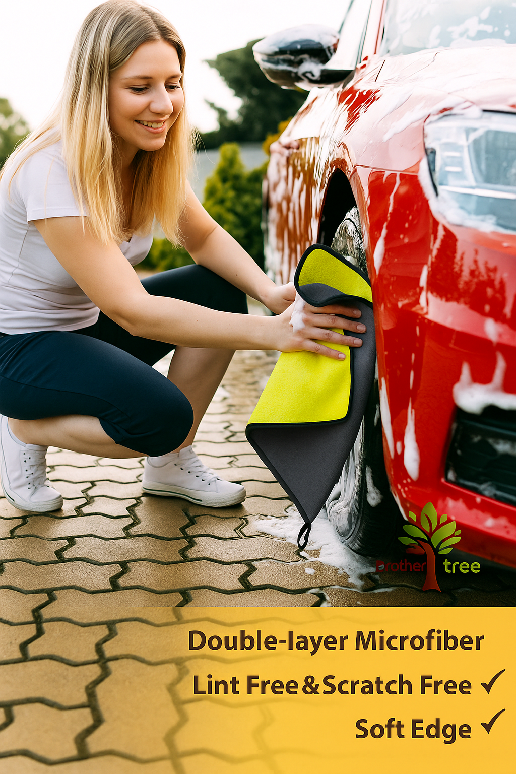 BrotherTree 500 GSM Premium Microfiber Cloth (40x40 cm) – Soft Pack of 4